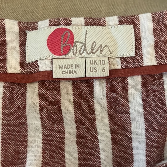 Boden Verity Red & White Striped Linen Blend Cropped Jumpsuit - 6 - Picture 13 of 15